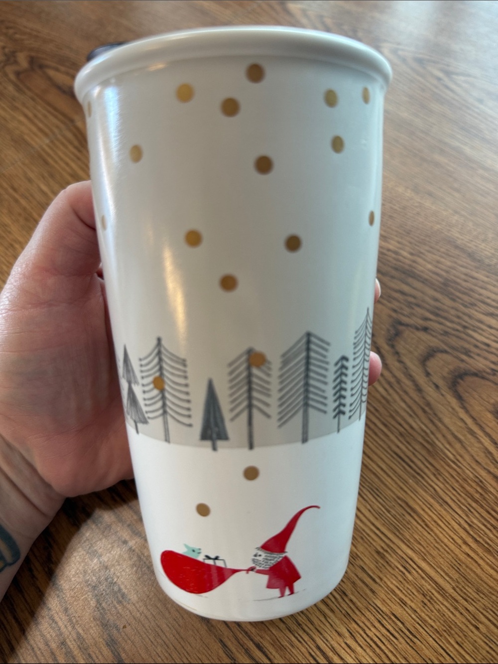 Starbucks 2018 Holiday Gnome Ceramic Travel Tumbler Mug – Like New